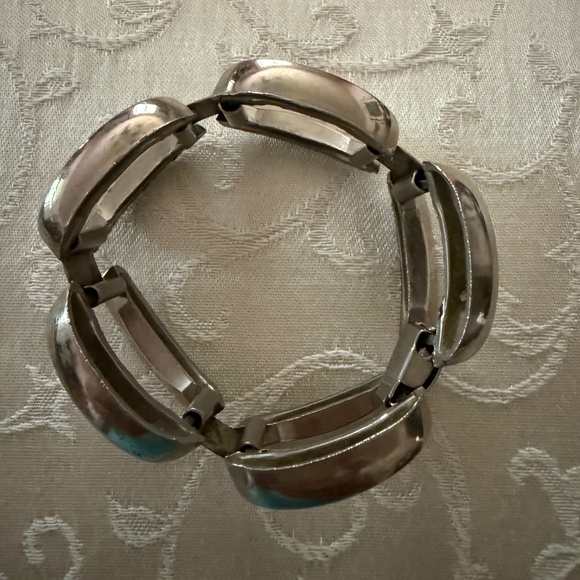 RETRO Silver Tone Link Bracelet w/ clasp - Picture 1 of 4